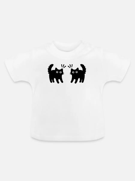Katzen Paar - Baby Bio-T-Shirt mit Rundhals - Weiß