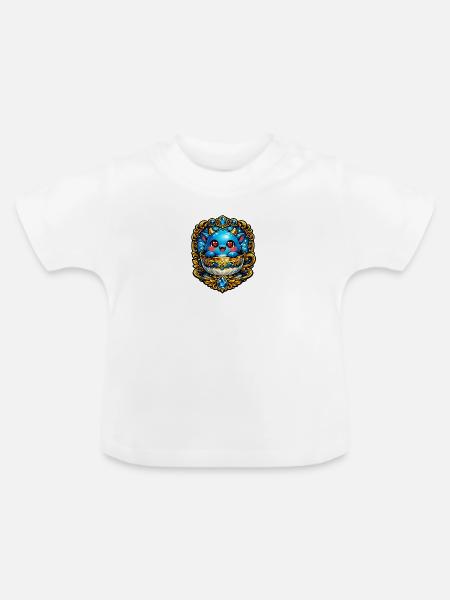 Kleiner Blaues Teekupferdrache - Baby Bio-T-Shirt mit Rundhals - Weiß