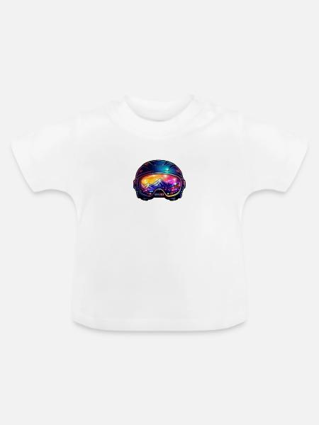 Farbiger Helm - Baby Bio-T-Shirt mit Rundhals - Weiß