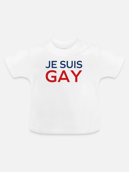 Ich bin schwul - Baby Bio-T-Shirt mit Rundhals - Weiß