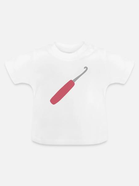 Pinke Häkelkunst - Baby Bio-T-Shirt mit Rundhals - Weiß