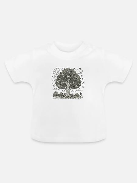 Baum des Lebens - Baby Bio-T-Shirt mit Rundhals - Weiß