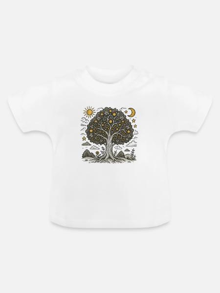 Baum des Lebens - Baby Bio-T-Shirt mit Rundhals - Weiß