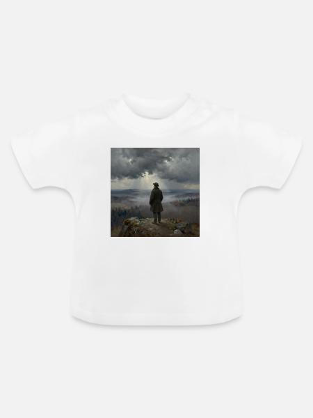 Blick in den Nebelberge - Baby Bio-T-Shirt mit Rundhals - Weiß