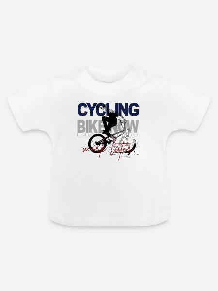 Radfahren Jetzt – Work Later - Baby Bio-T-Shirt mit Rundhals - Weiß