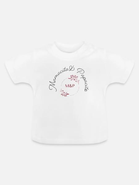 M&P Floral-Monogrammkreis - Baby Bio-T-Shirt mit Rundhals - Weiß