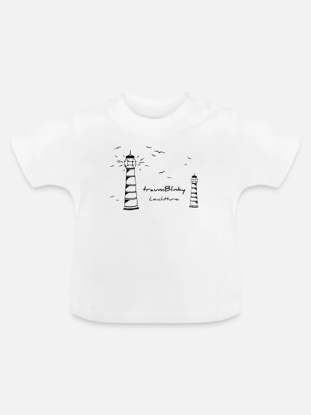traumBlinky Leuchtturm - by heavenlygoods - Baby Bio-T-Shirt mit Rundhals - Weiß