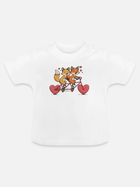Foxen-Tandem mit Herzliebe fuchs paar - Baby Bio-T-Shirt mit Rundhals - Weiß