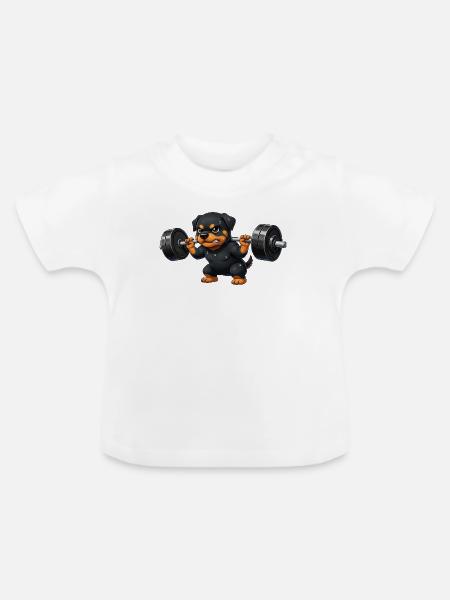 Rottweiler Gewichtheber Barbell Training Workout - Baby Bio-T-Shirt mit Rundhals - Weiß
