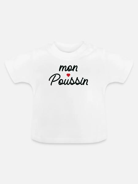 Mein Herz-Skriptkissen - Baby Bio-T-Shirt mit Rundhals - Weiß