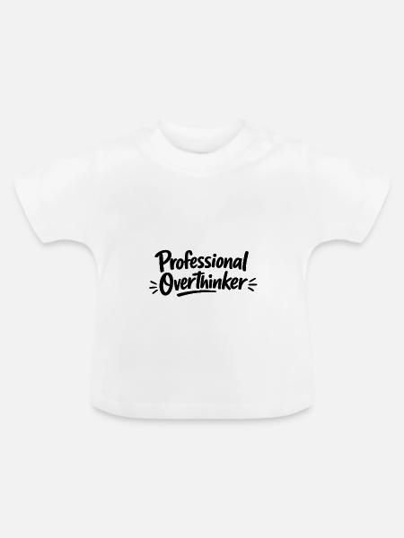 Professional OVERTHINKER Minimalistisch - Baby Bio-T-Shirt mit Rundhals - Weiß