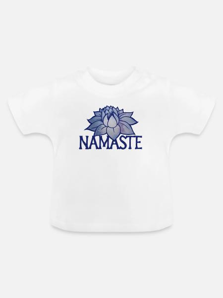Lotus-Namaste-Blüte - Baby Bio-T-Shirt mit Rundhals - Weiß