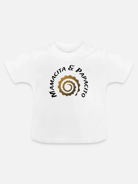 Goldenes Spiralzahnrad-Logo - Baby Bio-T-Shirt mit Rundhals - Weiß
