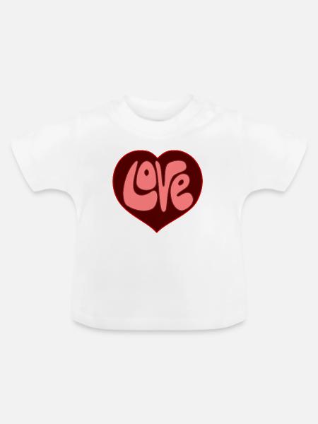 Liebesherz-Design von Cean - Baby Bio-T-Shirt mit Rundhals - Weiß