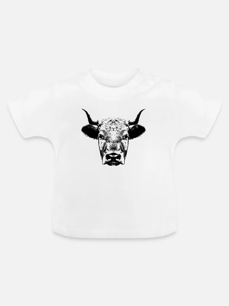 Kuh / Kopf - Baby Bio-T-Shirt mit Rundhals - Weiß