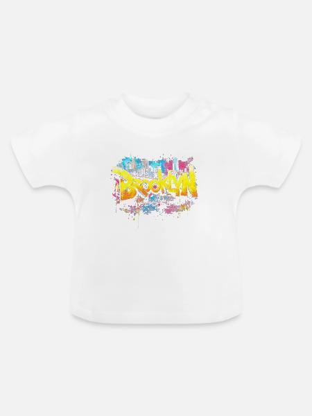 Brooklyn Graffiti Neon City Splash - Baby Bio-T-Shirt mit Rundhals - Weiß