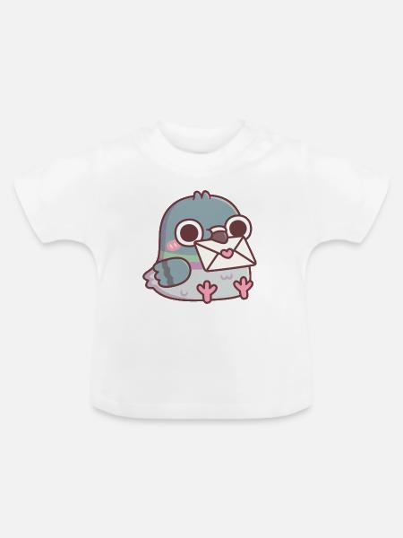 Süße Taube mit Liebesbrief - Baby Bio-T-Shirt mit Rundhals - Weiß