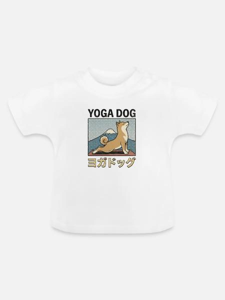 Yoga Dog - Baby Bio-T-Shirt mit Rundhals - Weiß