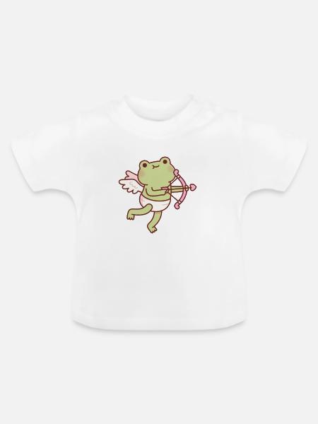 Süßer Frosch-Amor Engel - Baby Bio-T-Shirt mit Rundhals - Weiß