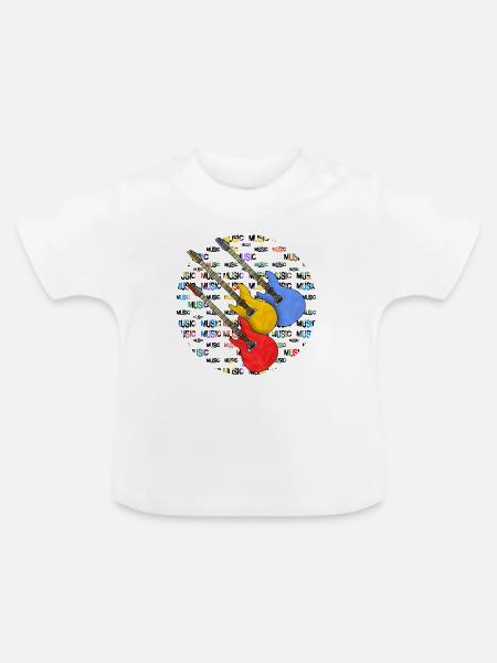 Gitarren - Baby Bio-T-Shirt mit Rundhals - Weiß