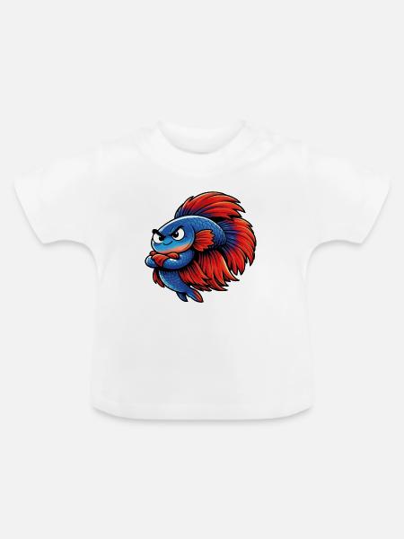 Blue Red Kampffisch - Baby Bio-T-Shirt mit Rundhals - Weiß