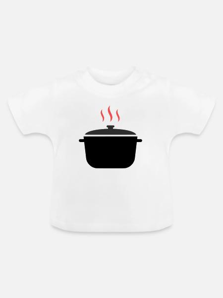 Kochtopf Dampf Kochen - Baby Bio-T-Shirt mit Rundhals - Weiß