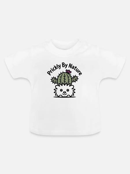 Kaktus-Igel mit Blüte - Baby Bio-T-Shirt mit Rundhals - Weiß