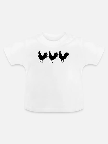 Hahn Silhouette - Baby Bio-T-Shirt mit Rundhals - Weiß