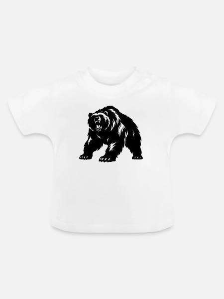 Grizzly Bär Silhouette - Baby Bio-T-Shirt mit Rundhals - Weiß