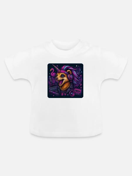 Einhorn Erdmännchen Party - Baby Bio-T-Shirt mit Rundhals - Weiß