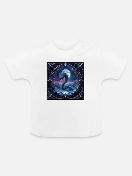 Monddrachen-Schwan in Filigran. - Baby Bio-T-Shirt mit Rundhals - Weiß