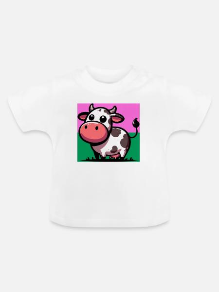 Kuh - Baby Bio-T-Shirt mit Rundhals - Weiß