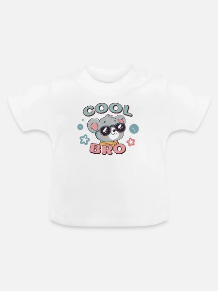 Koala Cool Bro Brille - Baby Bio-T-Shirt mit Rundhals - Weiß