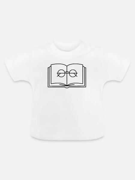 Offenes Buch Brille Lesebrille - Baby Bio-T-Shirt mit Rundhals - Weiß