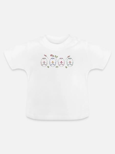 bunte Ostereier - Baby Bio-T-Shirt mit Rundhals - Weiß