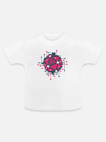 Techno-rosa geometrisches Netzwerk - Baby Bio-T-Shirt mit Rundhals - Weiß