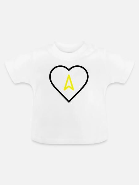 Herz mit Pfeil Richtung - Baby Bio-T-Shirt mit Rundhals - Weiß
