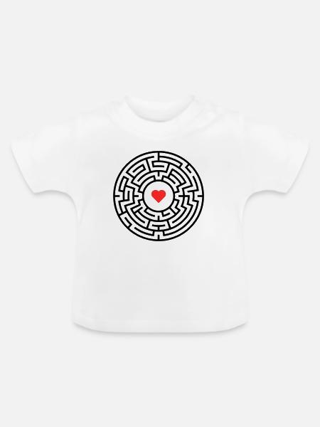 Labyrinth Herz Irrgarten - Baby Bio-T-Shirt mit Rundhals - Weiß