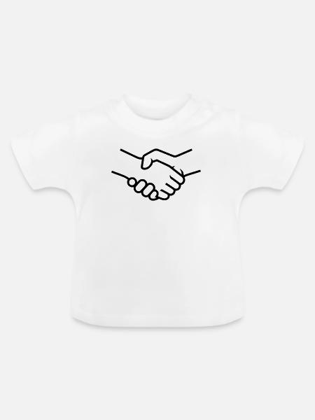 Handschlag Hände Teamwork - Baby Bio-T-Shirt mit Rundhals - Weiß