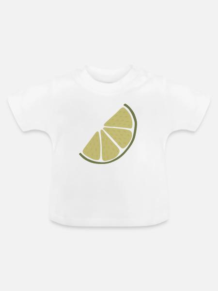 Lime Slice Minimalistische Limette - Baby Bio-T-Shirt mit Rundhals - Weiß