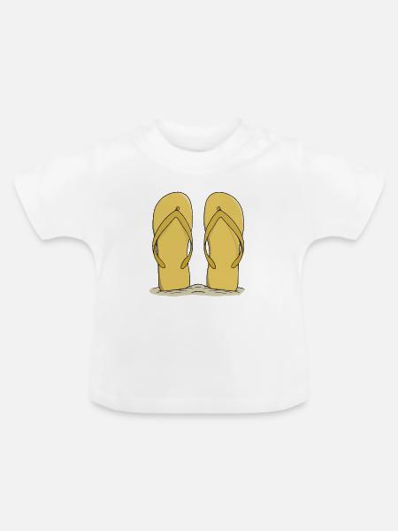 Sunny Beach Flip-Flops - Baby Bio-T-Shirt mit Rundhals - Weiß