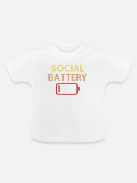 Social Battery Low - Baby Bio-T-Shirt mit Rundhals - Weiß