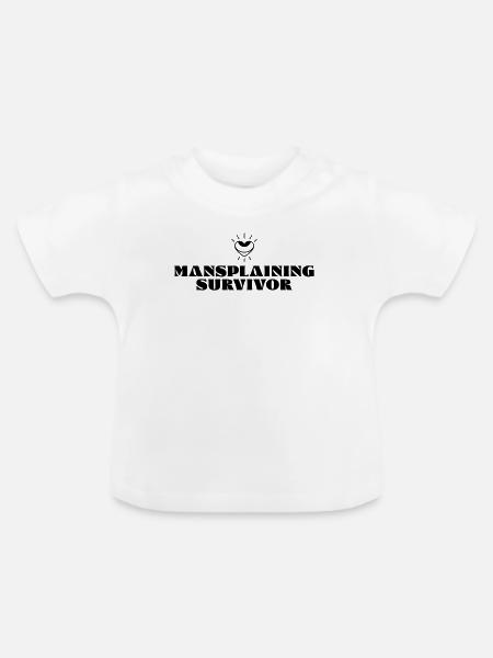 Mansplaining Survivor - Baby Bio-T-Shirt mit Rundhals - Weiß