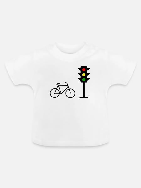 Ampelprint mit Fahrrad - Baby Bio-T-Shirt mit Rundhals - Weiß