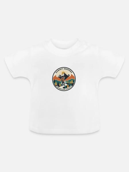 Bergsteiger Patch: Abenteuer wartet - Baby Bio-T-Shirt mit Rundhals - Weiß