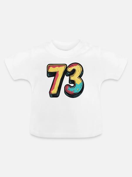 73 Zahl Bunt - Baby Bio-T-Shirt mit Rundhals - Weiß