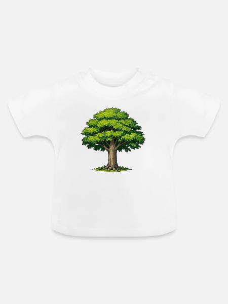 Baum mit üppigem Laub - Baby Bio-T-Shirt mit Rundhals - Weiß
