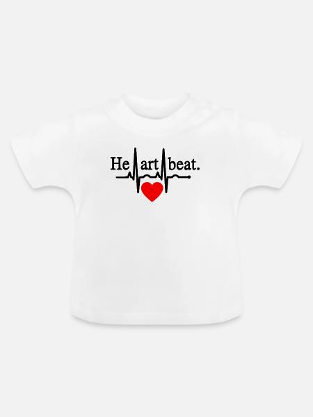 Heartbeat - Schwarz - Baby Bio-T-Shirt mit Rundhals - Weiß