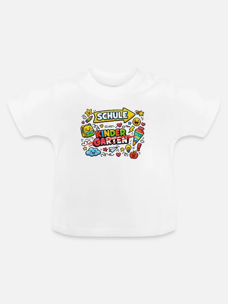 Schulkind Graffiti Stil - Baby Bio-T-Shirt mit Rundhals - Weiß