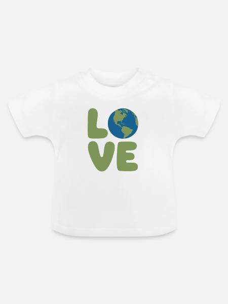 Earth Love Globe Logo - Baby Bio-T-Shirt mit Rundhals - Weiß